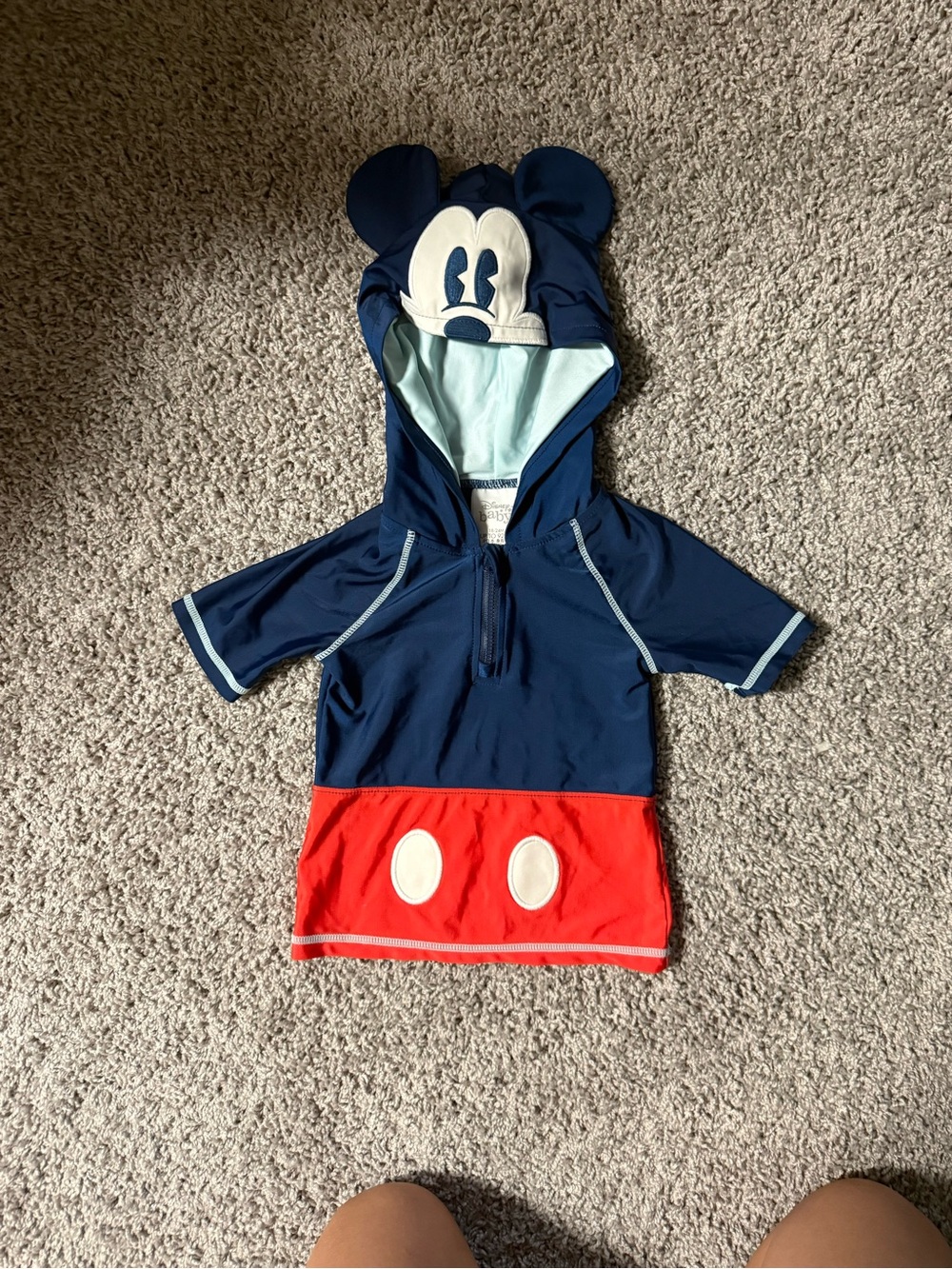 Disney Navy and Red Mickey Mouse Hooded Swim Shirt